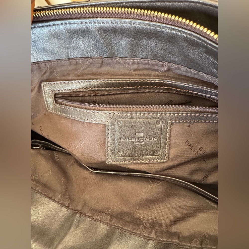 Balenciaga Dark Brown Chevron Quilted Leather Shoulder Bag (COA) - Picture 11 of 16